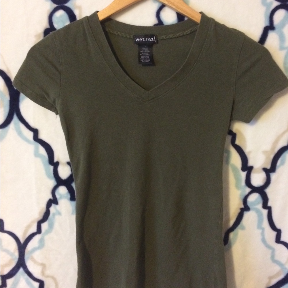 Olive green v-neck